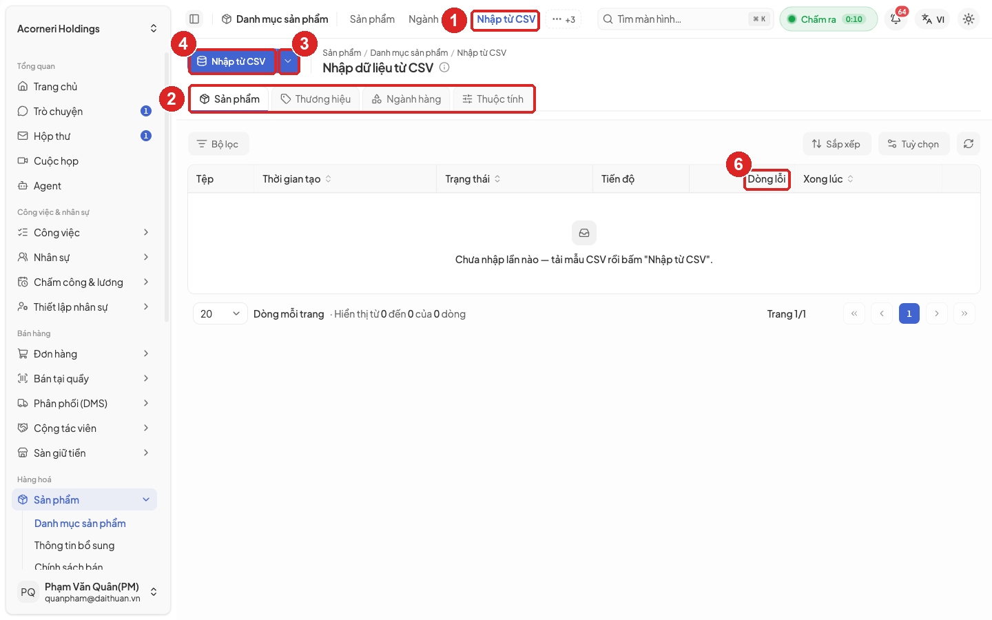 Hình 5. Màn nhập dữ liệu từ CSV