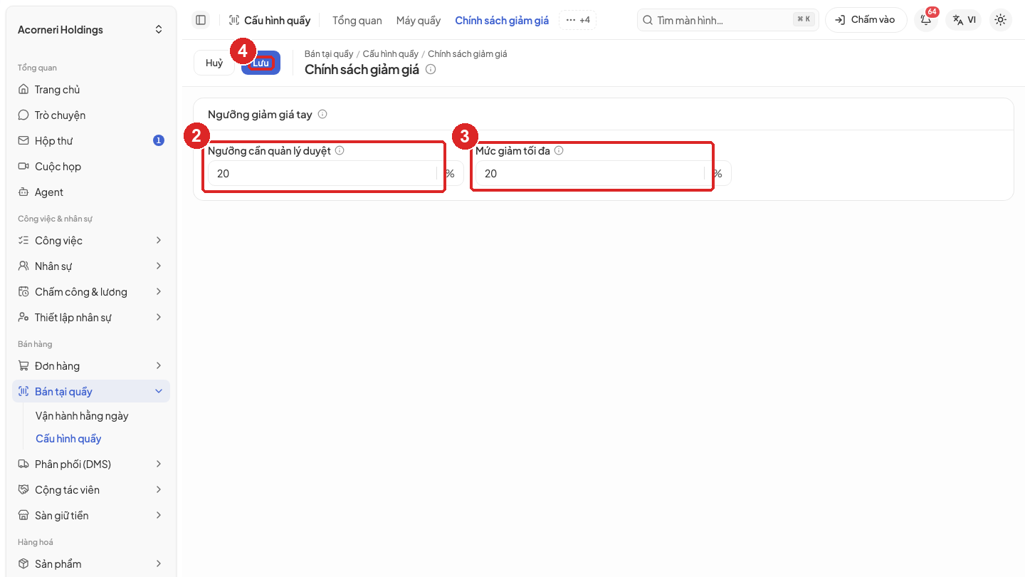 Hình 15. Màn Chính sách giảm giá