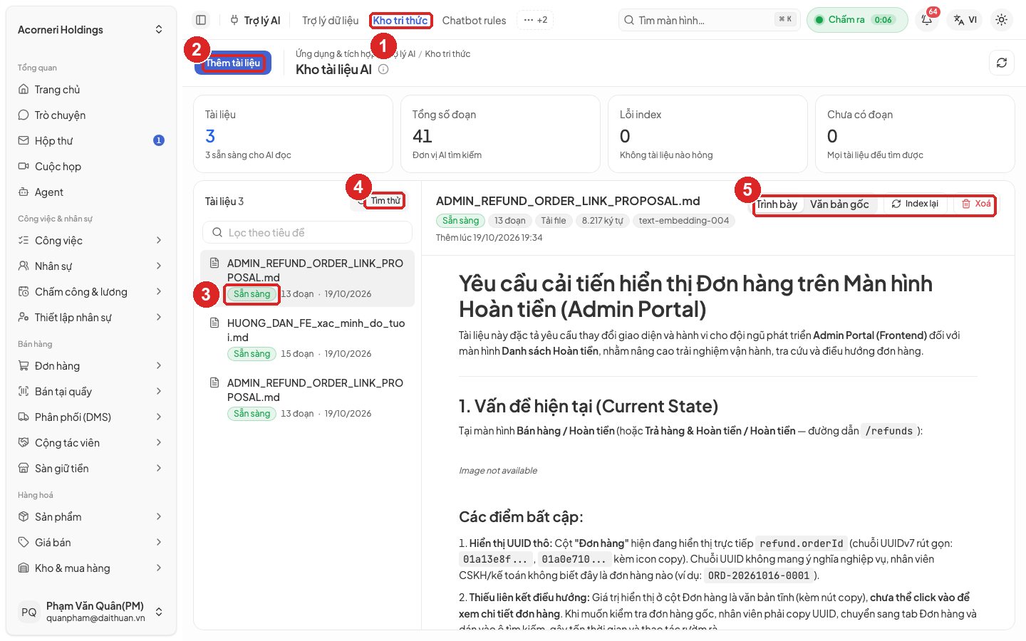 Hình 40. Màn Kho tài liệu AI